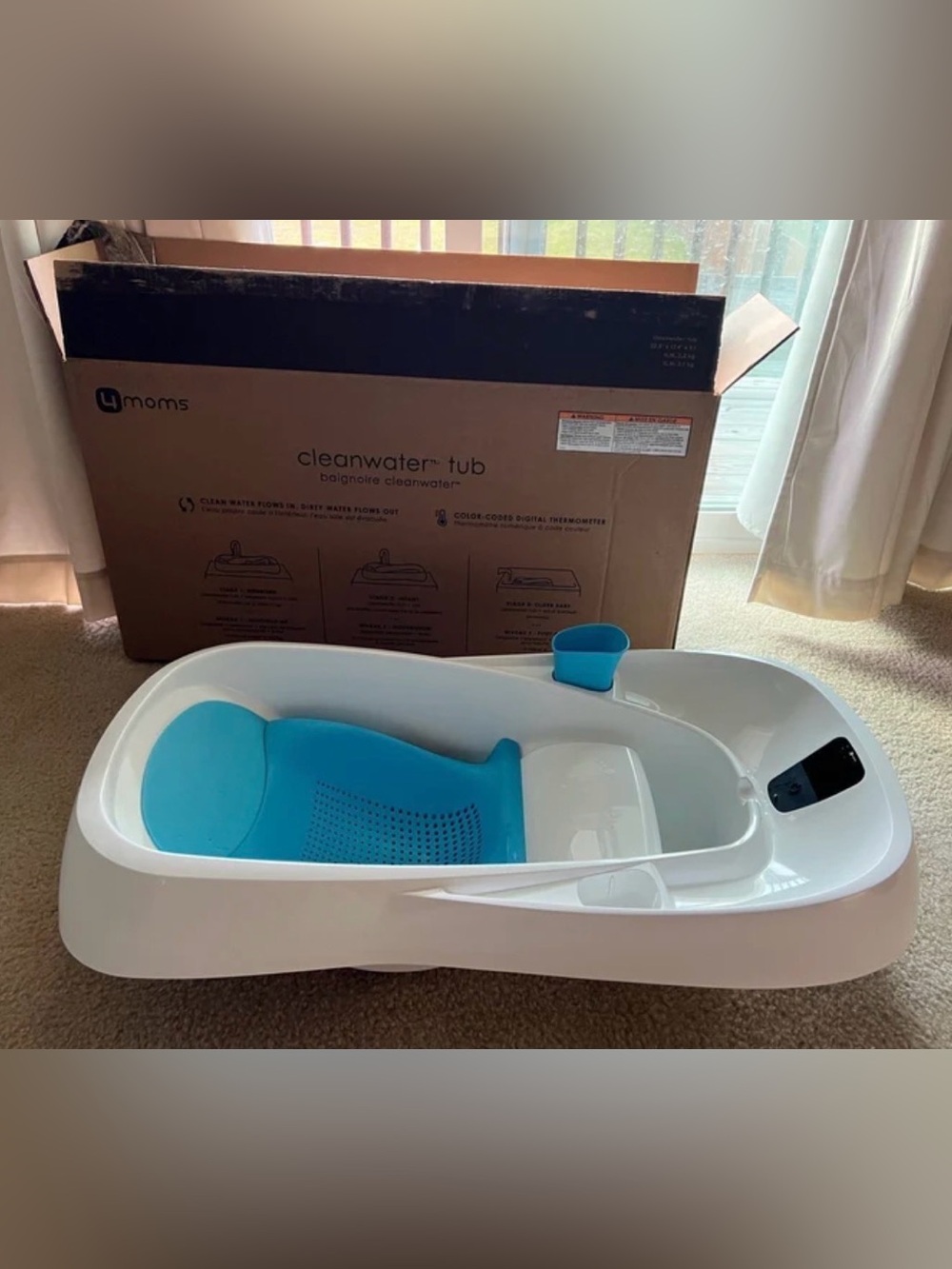 4moms Cleanwater Tub Baby Bath - White with Blue Insert